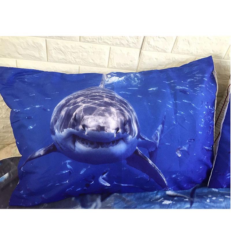Stunning 3d Shark Duvet Cover With Pillow Cases Marine Animal Quilt Bedding Set New