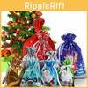 Adorable 5pcs Christmas Sacks Reusable Drawstring Gift Bags For Kids' Gifts