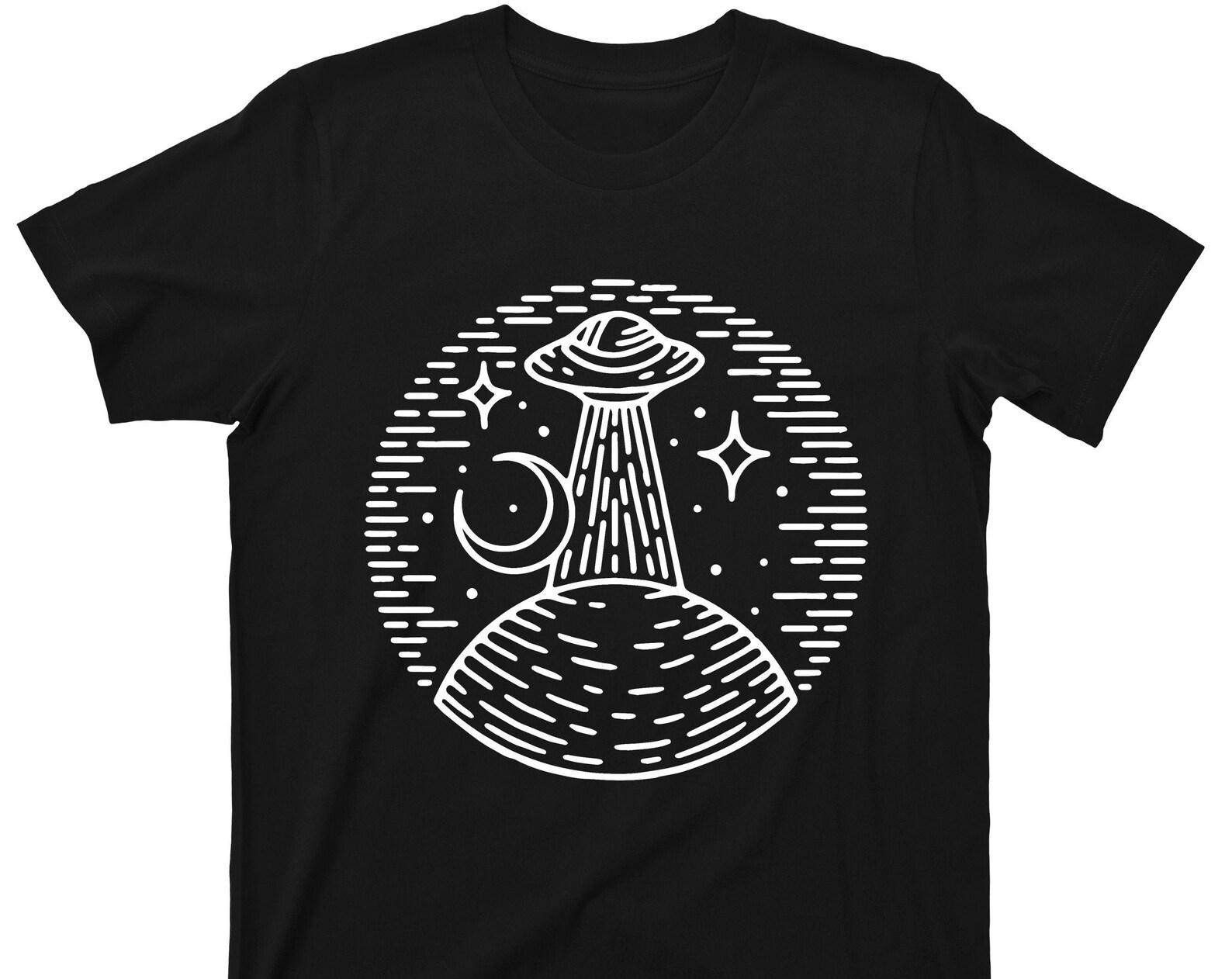 Alien UFO Abduction T Shirt - Extraterrestrial Visits Planet Earth Graphic TShirt 2XL