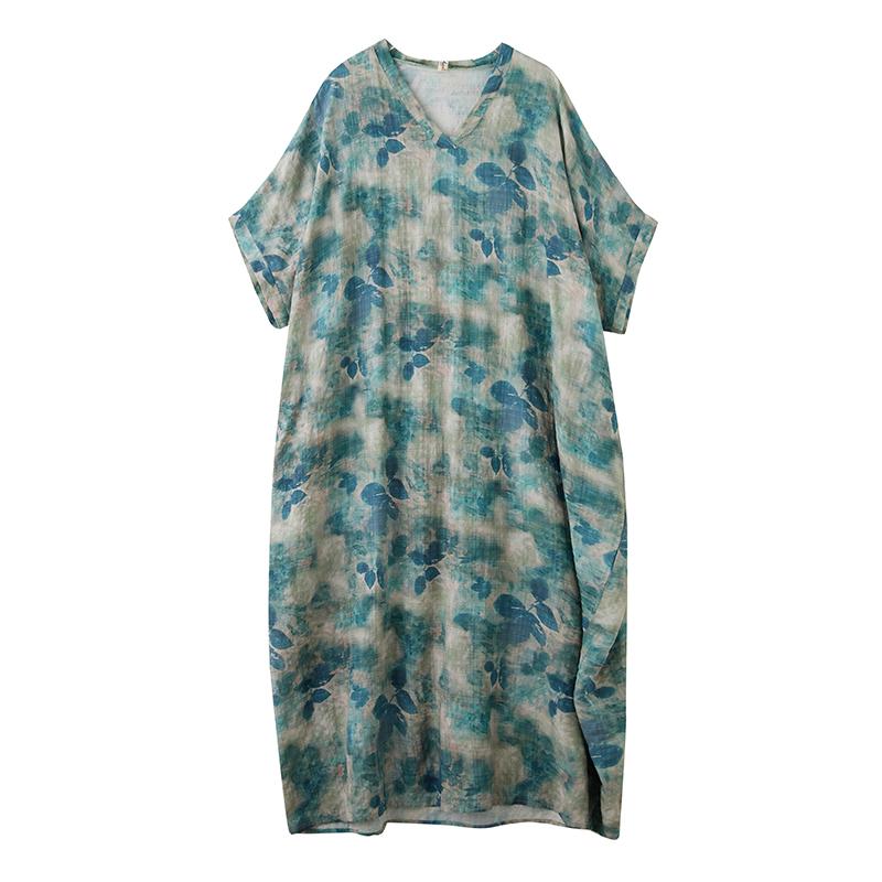 Dimanaf 2025 letní dámské šaty velké velikosti Základní ležérní šaty Volné Vintage květinový potisk Dlouhé plážové šaty