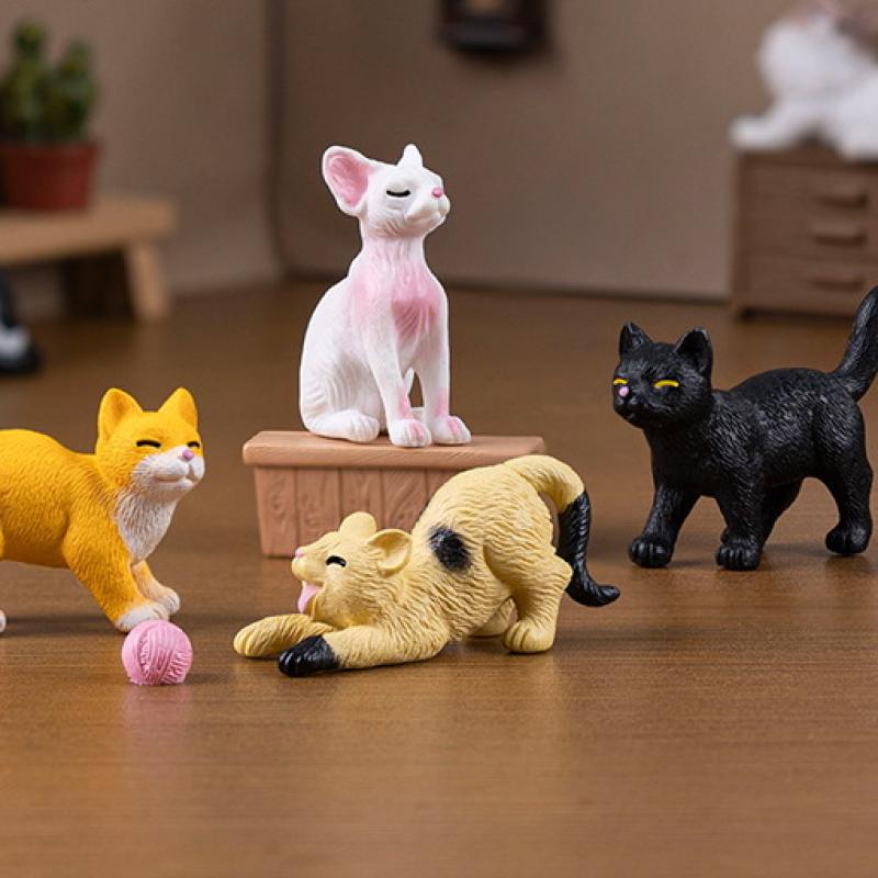 3/6Pcs Diy Micro Landscape Resin Cat Ornament Animal Miniature Fairy Garden Decoration Kitten Figurine Home Decor Accessories