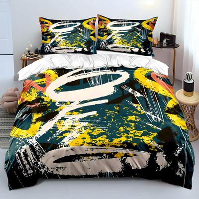 Abstract Graffiti Art With Vibrant Colors Bedding Set For Kids Luxury Gift 3Pcs Digital Print Comforter Set Soft Comfortable