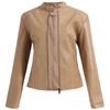 Women's European Slim Fit Faux Leather Motorcycle Jacket, 2025 Summer Style with Stand Collar
