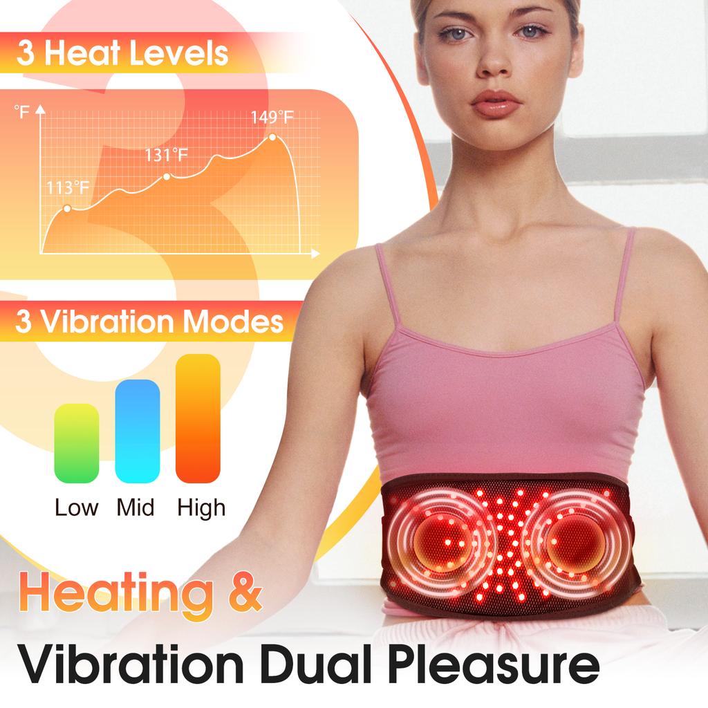 Unisex Red Light Waist Massager Board with 102 Beads Heating Back Widening Adjustable Menstruation Relief Massage Tool