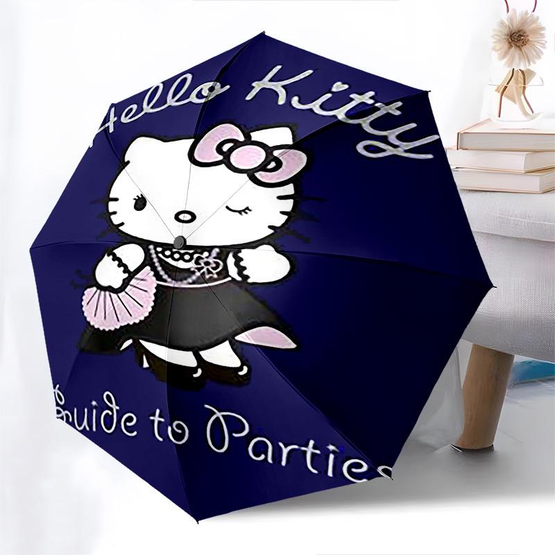 1pc Hello Kitty Guide to Parties Automatic Open Close Umbrella Windproof Canopy, Automatic Open Close Button10237