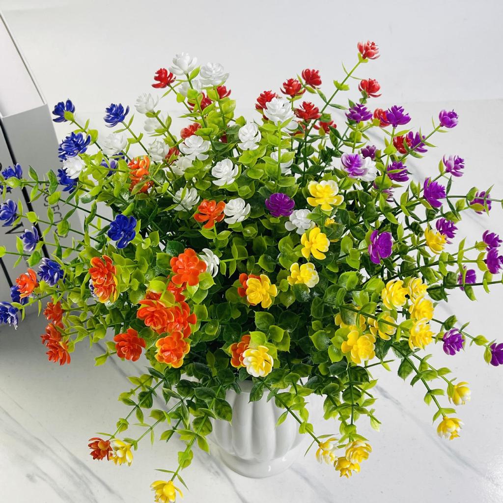 Eucalyptus Camellia Seven-Pronged Rose Bouquet - Artificial Flowers