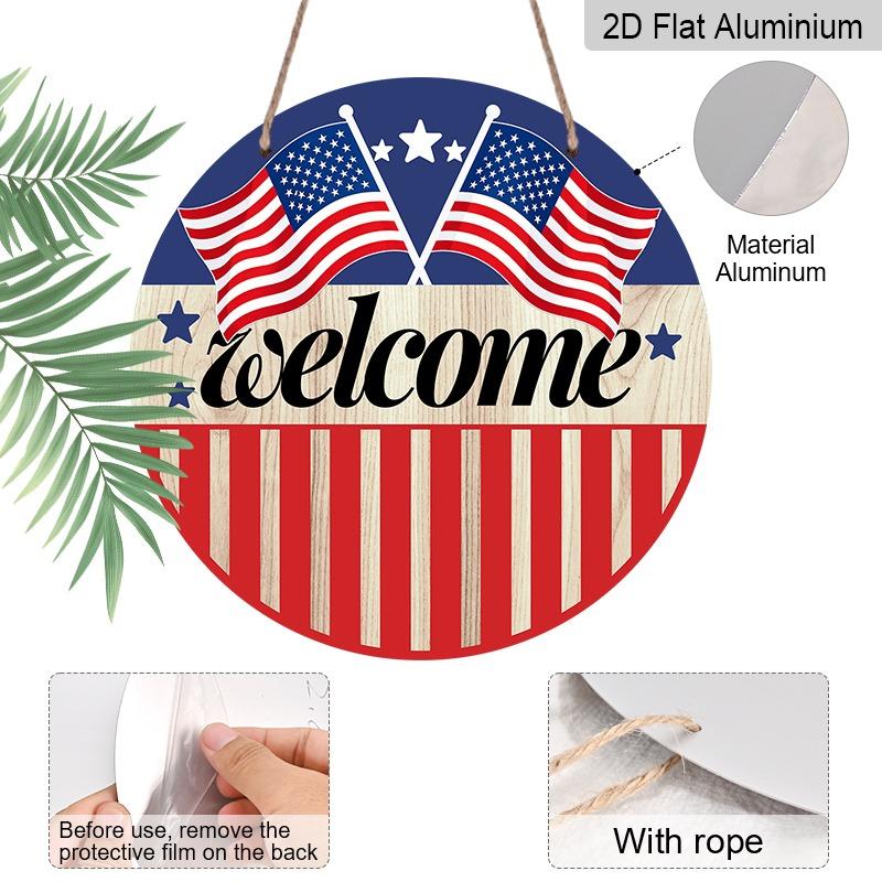 2D Flat Retro Aluminum Wall Stickers In Various Sizes. Independence Day Theme, 250th Anniversary Crossed American Flag Welcome Sign. Ideal for Home