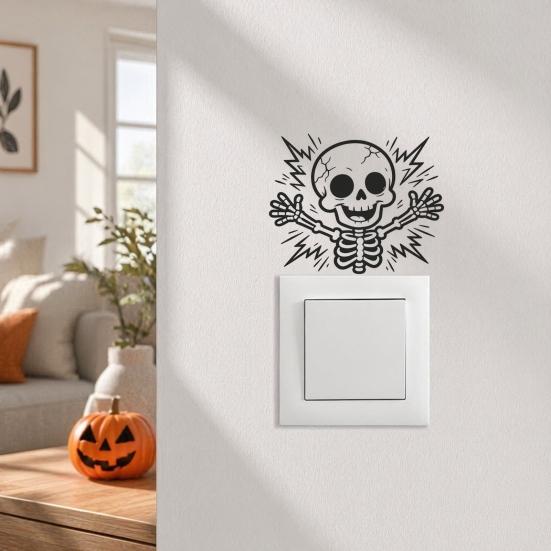 jijijing Halloween Skeleton Light Switch Sticker, Electric Decal, Removable Decals, PVC Waterproof Wall Art for Home Bedroom Living Room Entrance