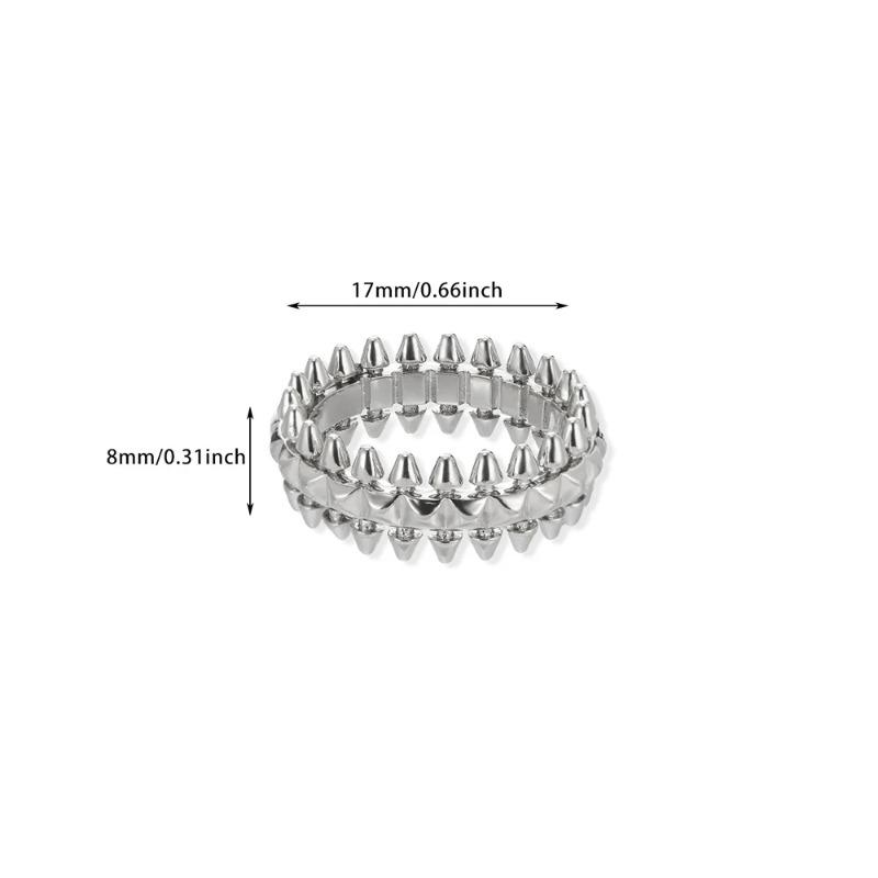 Double-Layer Stainless Steel Ring 18K Gold Plated Round Geometric Open Ring for Women Fashion Adjustable Finger Jewelry Daily серебряный