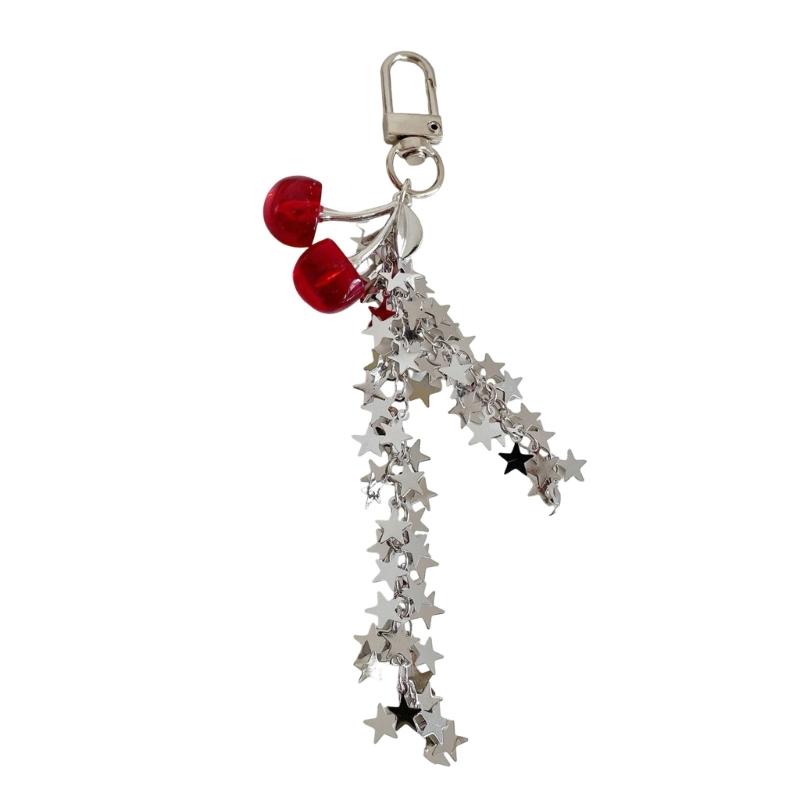 Винтажный Брелок Вишня Звезда Элегантный Дизайн с Кисточками Легкая Смола Металлическая Подвеска Для Сумок Ключей Декор