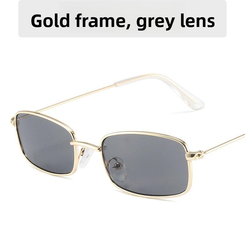 Fashion Square Sunglasses Metal Frame Pink Lens Uv Protection For Party And Stage Performance