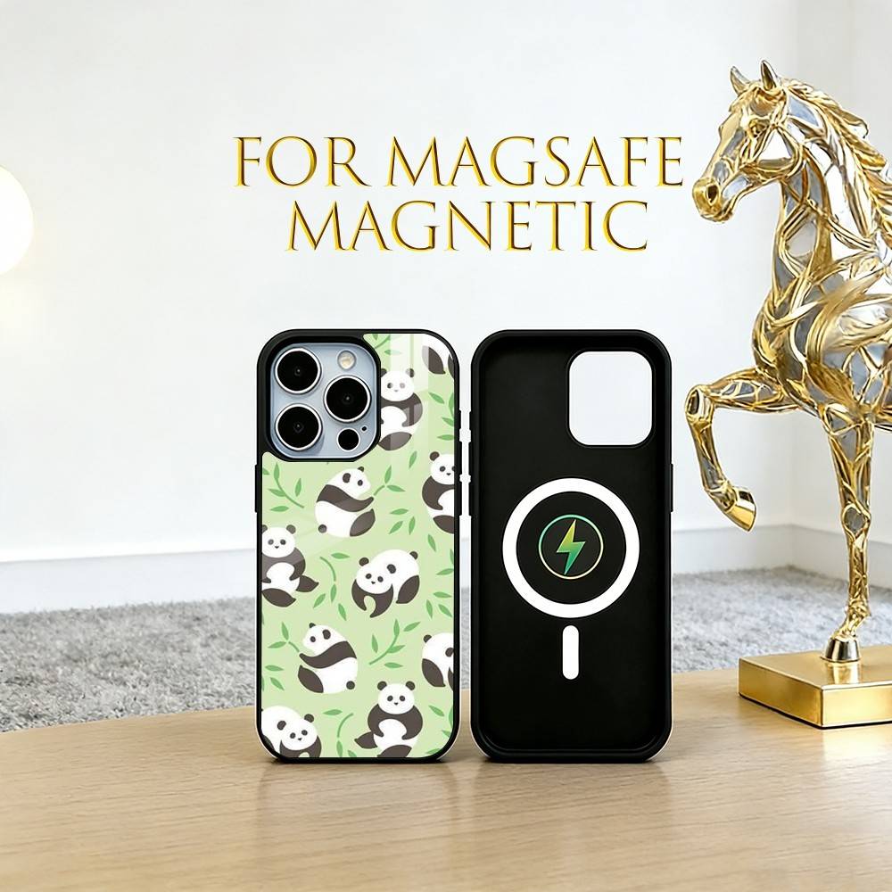 Chibi Panda Phone Case For iPhone17,16,15,14,13,12,11 Plus,Pro Magnetic For Magsafe Wireless Charging