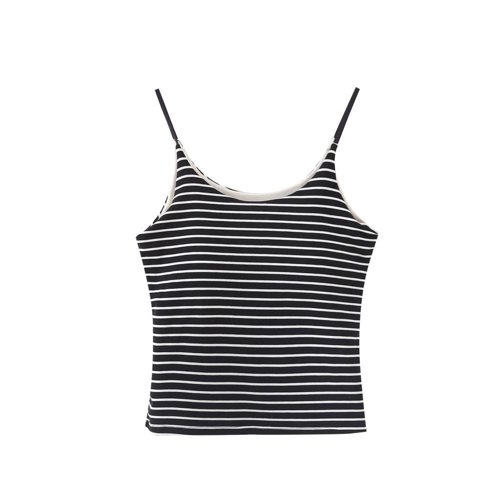 Women's Sling Vest with Chest Pad - Thin Strap, Conceals Underarm, Versatile Short Style for Spring/Summer.