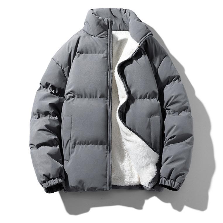 Updated Lambswool Coat Mens Cotton-padded Coat Autumn and Winter Plus Velvet Padded Bread Cotton-padded Jacket Winter Cotton-padded Jacket