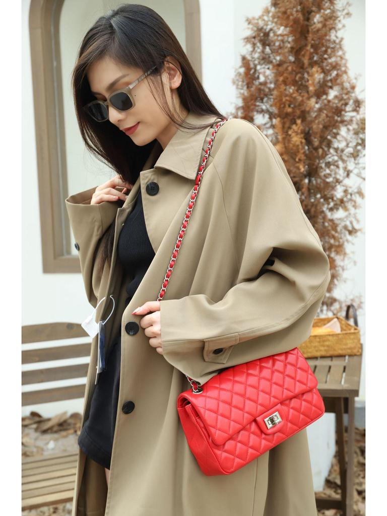 Little Luxury Diamond Lattice Leather Women's Chain Crossbody Bag