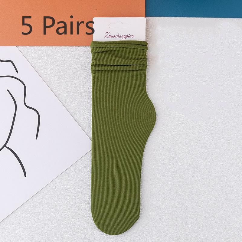 5 Pairs of Women's Summer Thin Breathable Academy Wind Tube Pile Socks