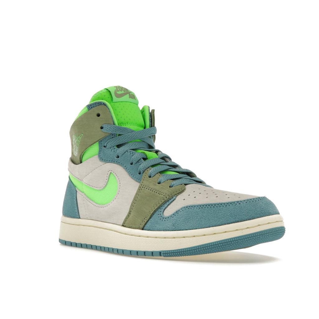 Air Jordan 1 High Zoom Comfort 2 University Blue Volt Damskie Sneakersy Białe Oliwkowe DV1305-433