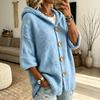 Suéter chaqueta de punto para mujer, nuevo de otoño e invierno, cárdigan casual con capucha, de punto, con botones