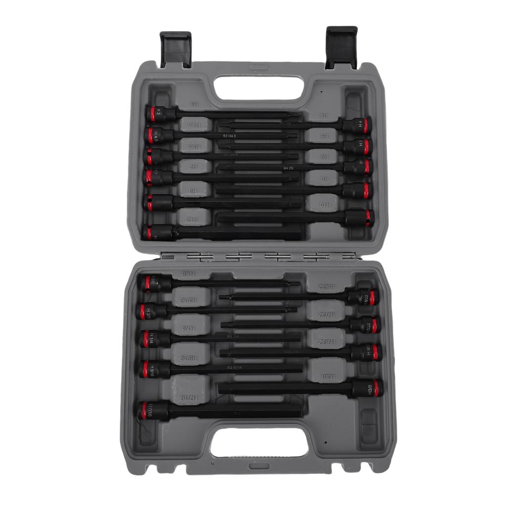 3 8 Socket Set Impact Hex Bit Socket Set 20 Piece Extended Length Sockets in Plastic Case New Model for Screwdriver