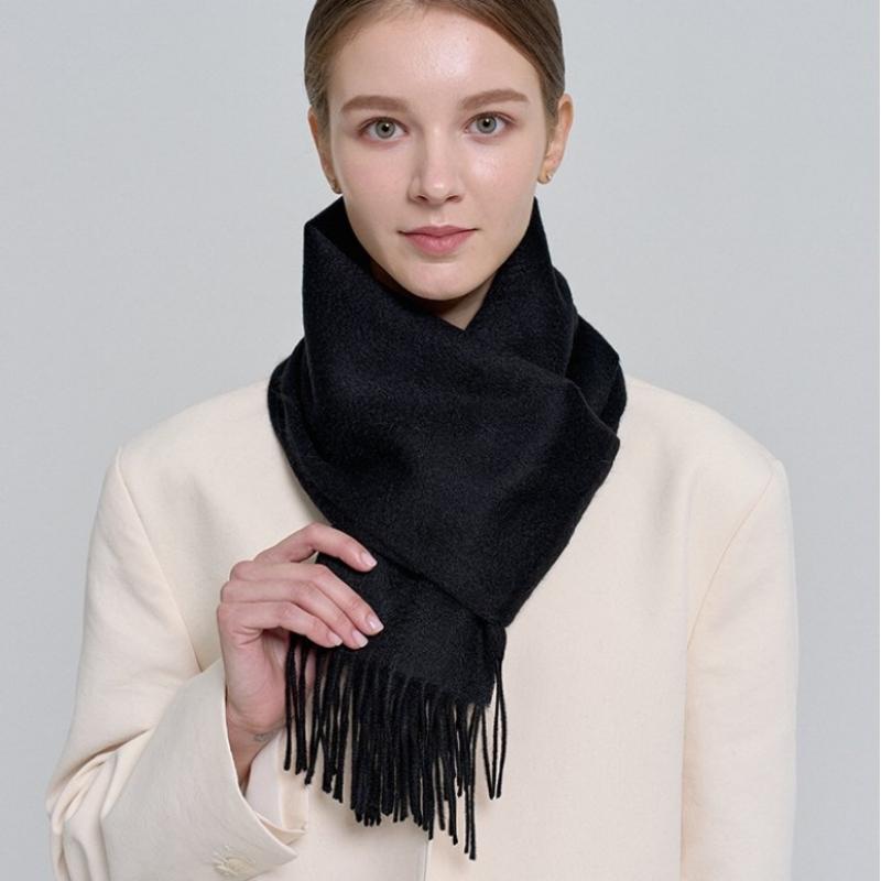 Dal Cashmere Premium Cashmere Scarf 30cm Black
