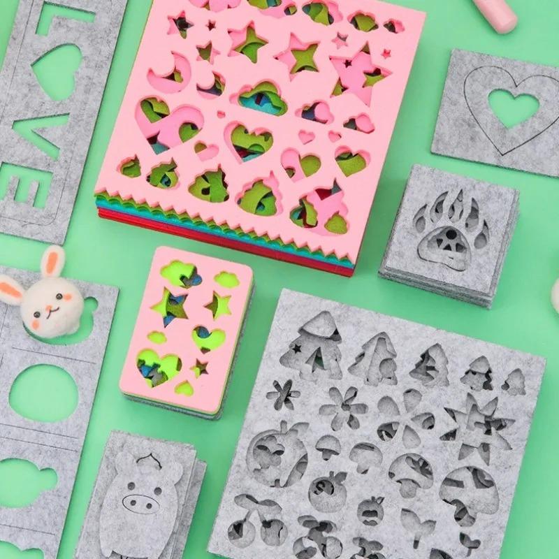 4/7PCS Set Wool Felt Mold Needle Felting Animal Plant Irregular Patterns DIY Craft Stencil Handicraft Shaping Mould Tool