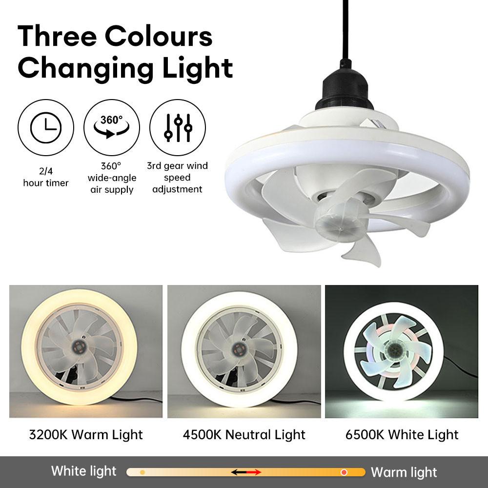 48W Automatic 360 ° Shaking Head Fan Light Household Small RGB Ceiling Fan Lamp E27 Remote Control Ceiling Chandelier Fan