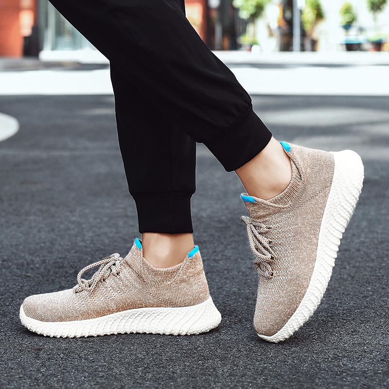 Men's Fashion Breathable Sports Flyknit Mesh Shoes Outdoor Hiking Shoes Tourism Walking Socks Shoes