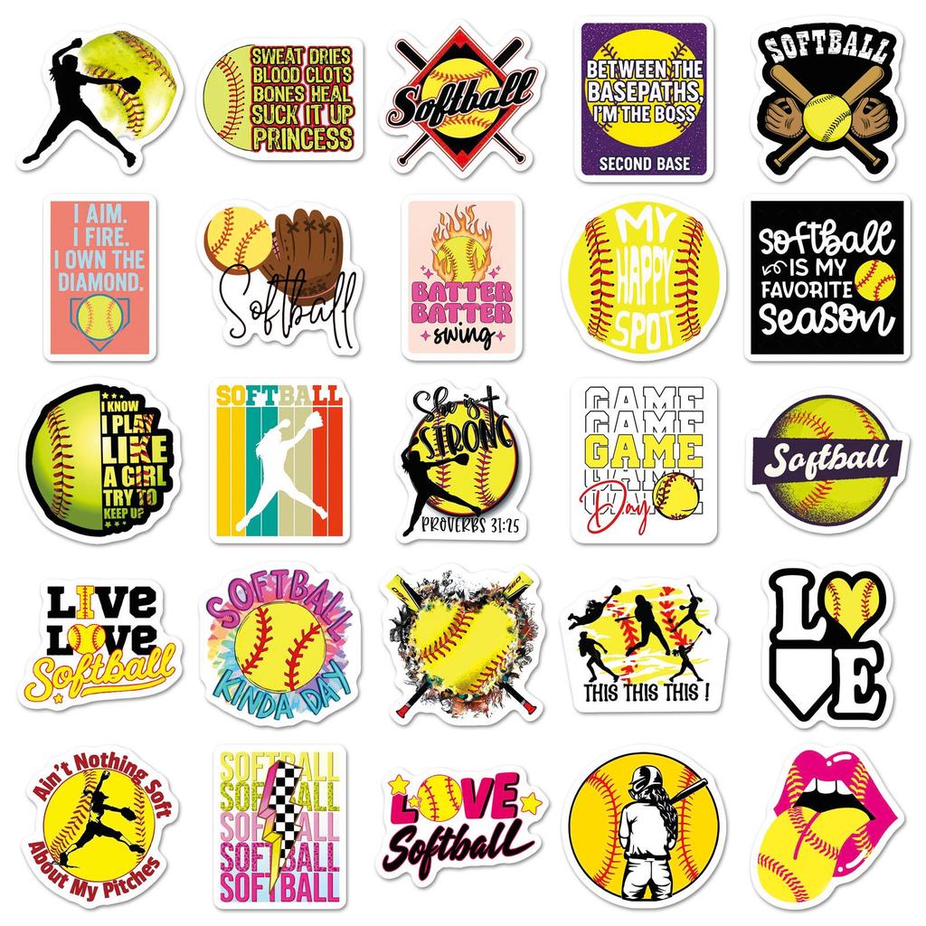 50 Trendy Baseball Sports Series Stickers for Helmets, Fridges, Laptops, and Water Bottles