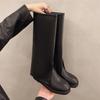 Fashion Women Trouser Legs High Boots Fashion Slip On Shoes 2025 Autumn Winter Low Heel Ladies Knight Long Booties