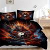 3pcs Flaming Dragon Yin Yang Bedding Set - 1 Soft Quilt Cover + 2 Pillowcases, Machine Washable - Suitable