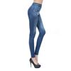 Lady's Denim Print Fake Jeans Look Like Leggings Seamles Sexy Stretchy High Waist Slim Skinny Jeggings with Pockets Full Length