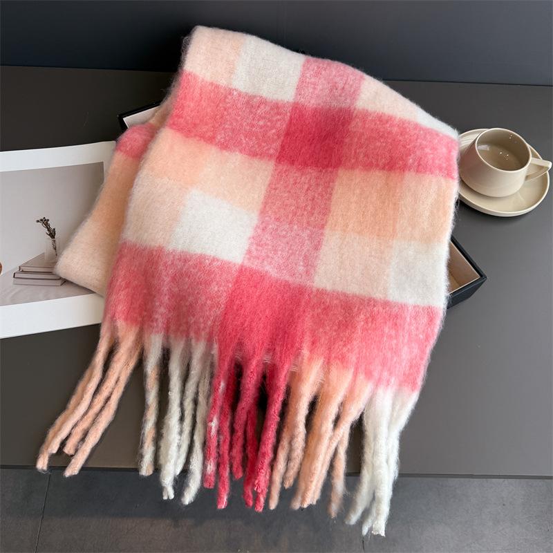 Design  Luxury Plaid Scarf Winter Warm Cashmere Women Long Pashmina Foulard Female Scarves Lady Tassel Shawl Wraps