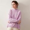Women's Cashmere Knit Sweater - Solid Color, Half-High Collar, Loose Slimming Fit, Thick Drop Shoulder Sleeves for Autumn/Winter