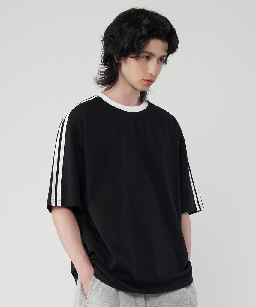 UNTAPPED STUDIO Oversized Track Short Sleeve Color Block T-Shirt 3 Colors