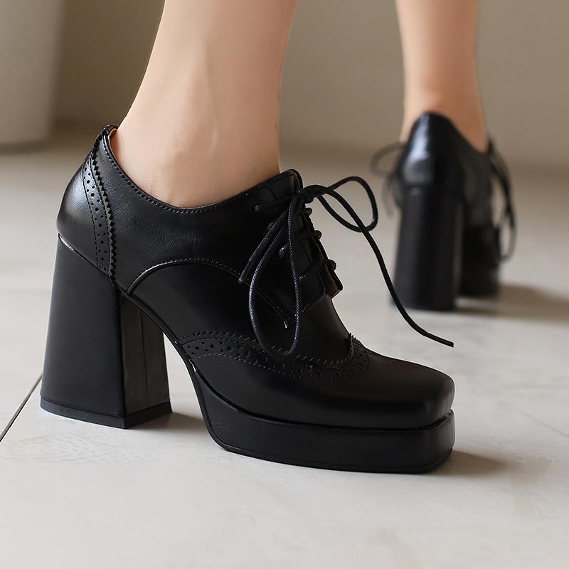 Stylish Women Platform Pumps Mixed Colours Comfy Chunky Block High Heels Shoes