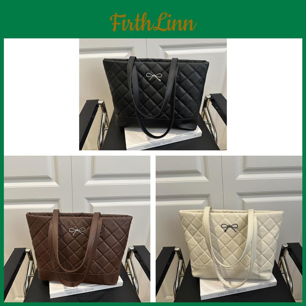 Pu Quilted Tote Bag With Zipper Closure For Casual Streetwear Style