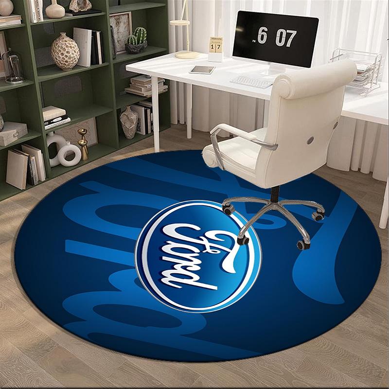 Ford Emblem Design Round Rug for Livingroom,Bedroom, Palyroom, Chair Rug, Area Rug, Circle Carpet, Fan Christmas Gift
