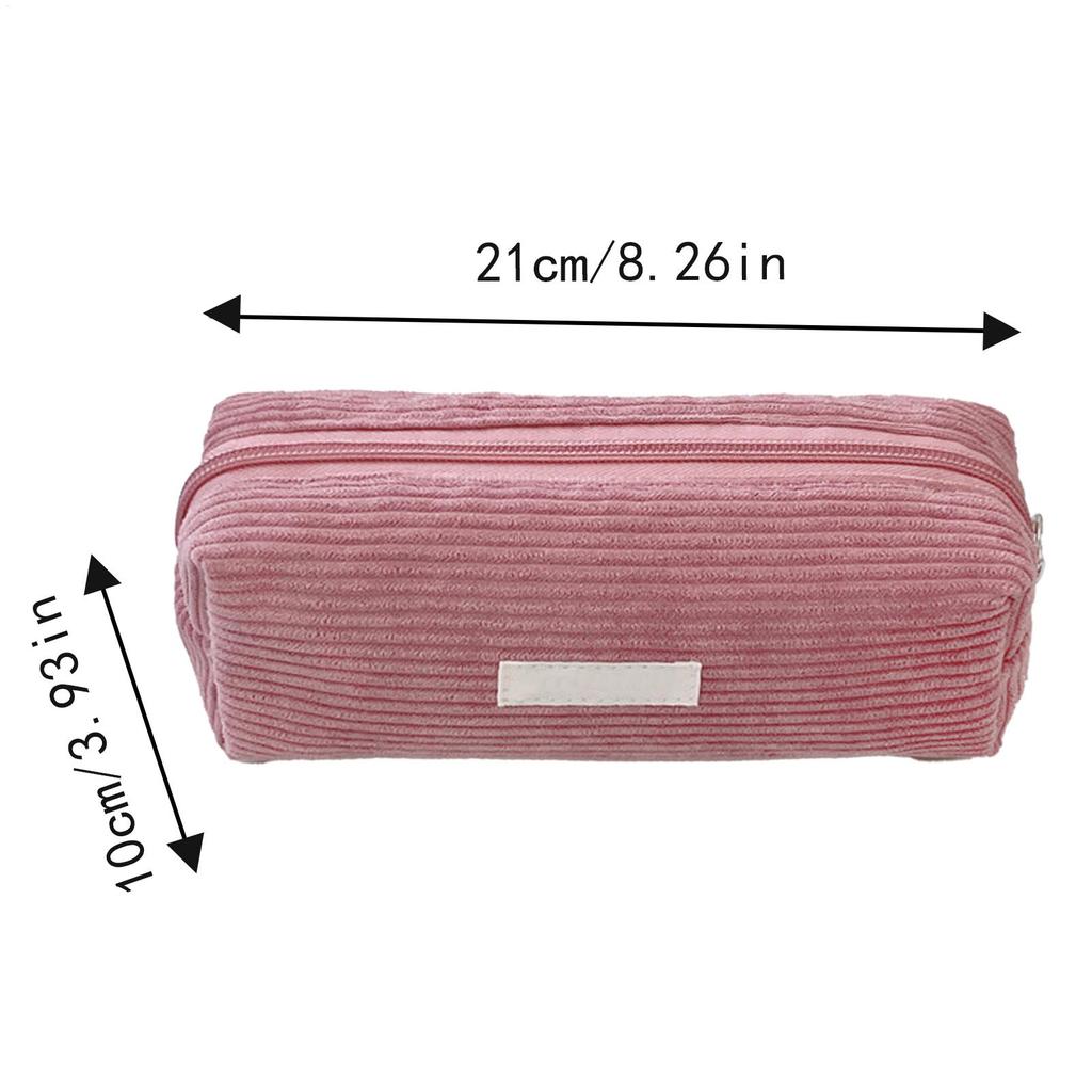 Corduroy Pencil Case  Large Capacity Stationery Pen Storage Pouch Portable Zipper Pencil Organizer Box for Elementary School