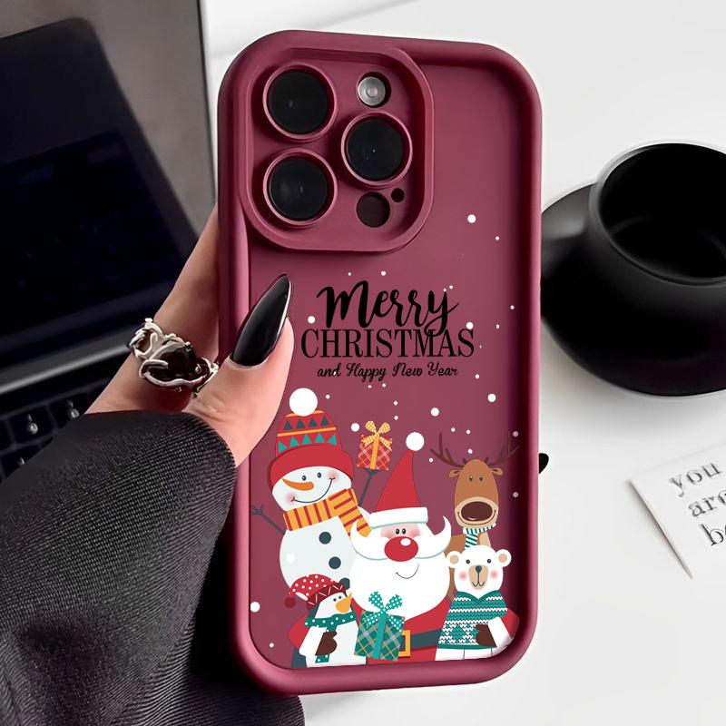 Christmas Pattern TPU Case For iPhone 16 Pro Max 15 14 Plus 13 12 11 Pro Max 7 8 XR X XS SE Shockproof Soft Silicone Phone Cover