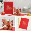 3D Pop-Up-hälsningskort för kinesiskt nyår 2026, hästens år, med kuvert, vårfestivalpresenter för familj och vänner