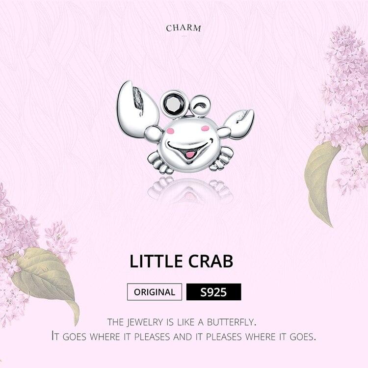 Bamoer 925 Sterling Silver Little Crab Charm for Original Silver Bracelet or Bangle DIY Jewelry