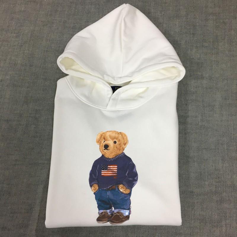 26 Bear Print Casual Cotton Hoodie Navy Blue Sweatshirt Long Sleeve Hooded Couple Pullover