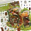 Cartoon Landscape Mushroom House Sticker Miniature World 3D House Unzip DIY Scene Manual Post
