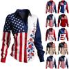 Camisa feminina blusa estampa botão manga longa casual básica gola regular top