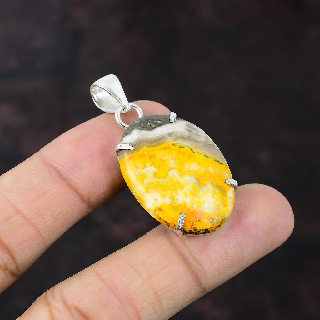 Bumble Bee Jasper Pendant Original Gemstone Jewelry 925 Sterling Silver Pendant Handmade Wonderful Pendant Gift For Women Birthstone Jewelry