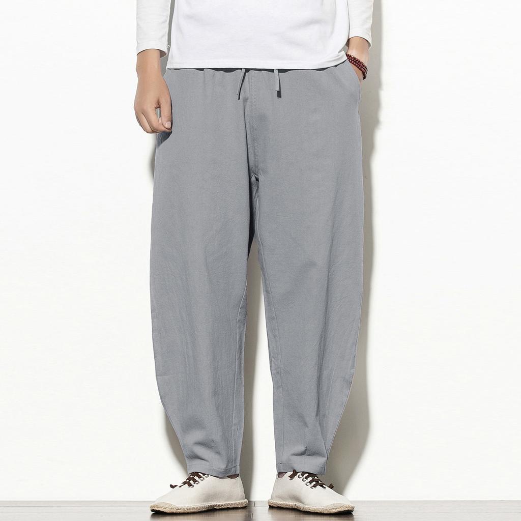 Men's Color Linen Pants Loose Cotton Linen Casual Trousers
