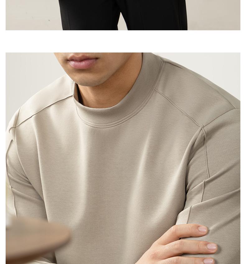Men's Heavyweight Air Layer Long Sleeve Semi-High Neck Sweatshirt (340G) - Autumn/Winter Luxury
