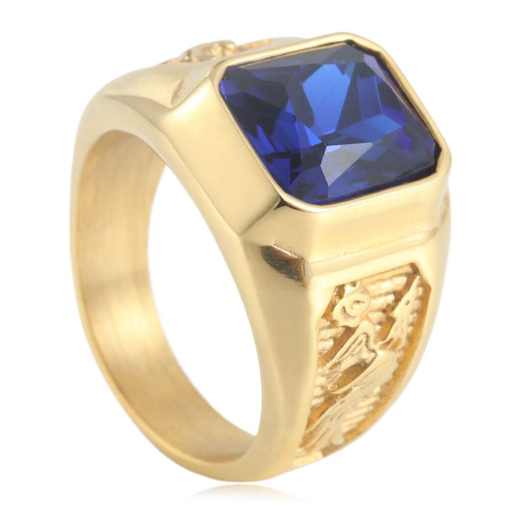 Jewelry Stainless Steel Dragon and Phoenix Ring Retro Trendy Female Personality Punk Titanium Steel Multi-color Gemstone Ring