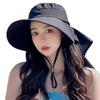 with Shawl Sunshade Bucket Hat Big Bowknot Aiti UV Fishman Hat New Design Bow Sun Hat  Beach