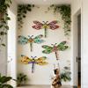 1pc Dragonfly Decoration Iron Art Wall Decor Retro Metal Dragonfly Rustproof Color Painted Fence Decoration Garden Statue Craft